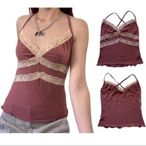 Y2K aesthetic sweet kawaii top vintage fairycore lace patchwork casual camisole